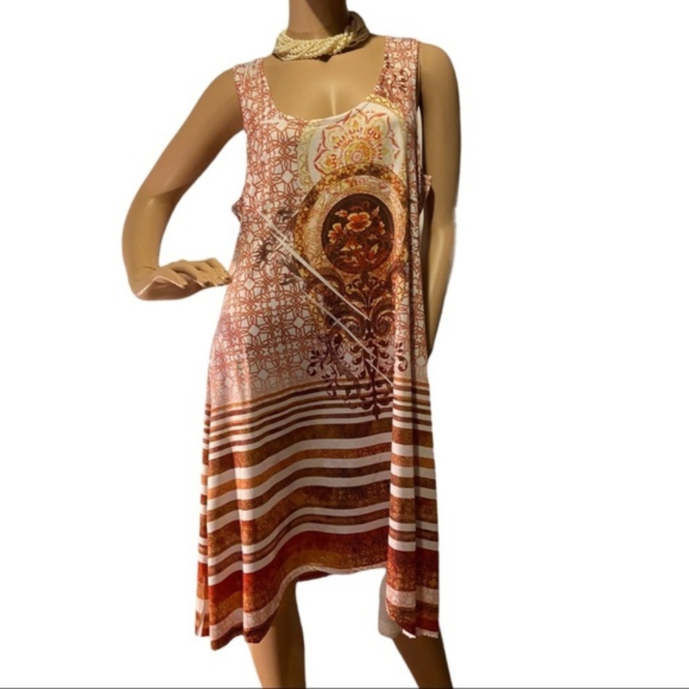 CAREN SPORT Copper Brown Floral Dress 1X